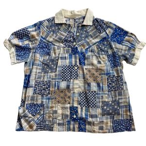 Vintage 50s / 60s Womens‎ Patchwork Quilted Top // Size Medium